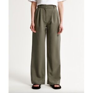 Abercrombie & Fitch Sloane Tailored Wide Leg Pant in Olive Green